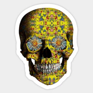 Yellow Flower Skull V.2 Sticker